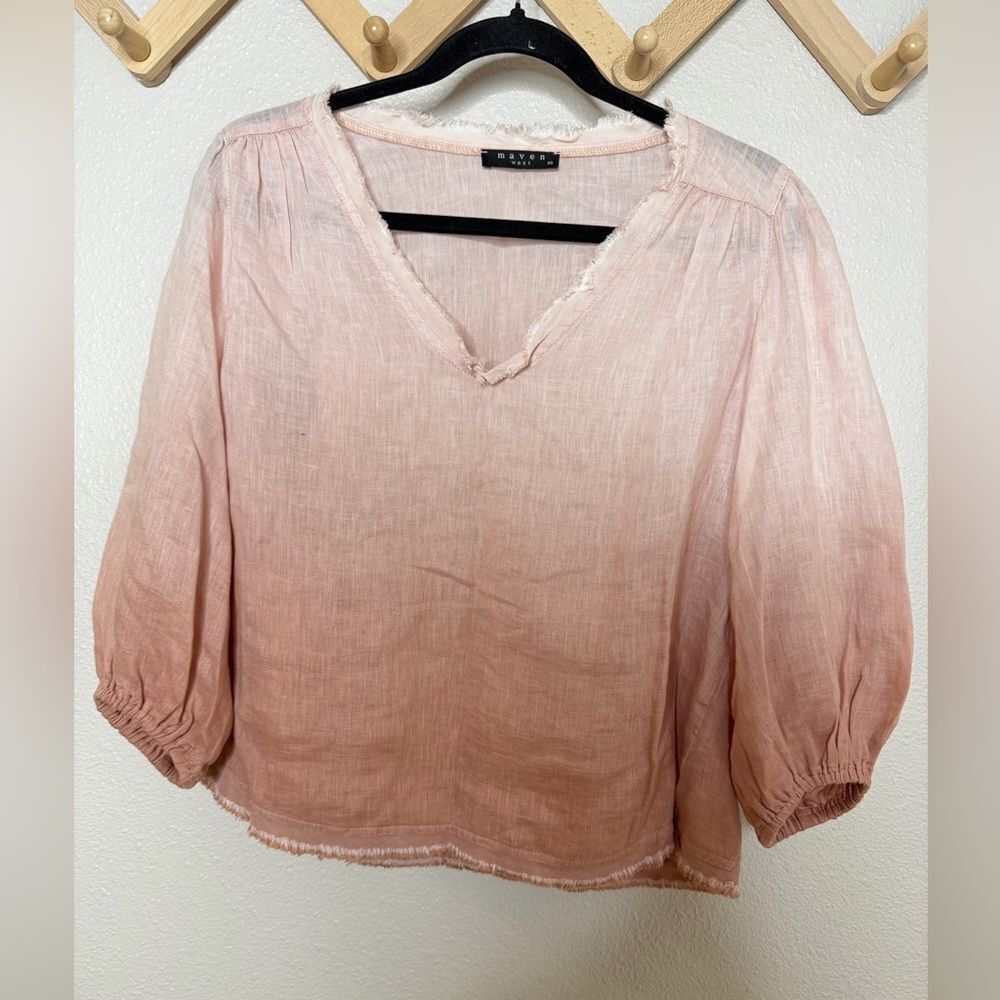Maven West Tunic Linen Top Ombré Sz XS